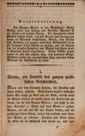 Betrachtungen, Belehrungen und Gebethe, gewidmet den Pflegetöchtern Mariens aus dem marianischen Bunde in Sossau