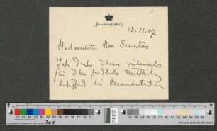 Briefkarte an Werner von Melle
