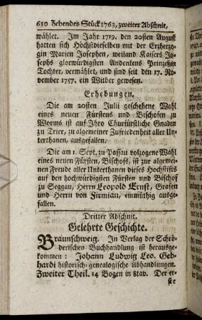 Dritter Abschnitt. Gelehrte Geschichte.