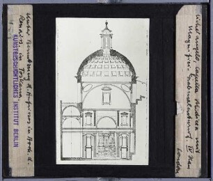 Florenz, S. Lorenzo,Florenz, S. Lorenzo, Neue Sakristei/Cappella Medici : Schnitt mit Rekonstruktion des Doppelgrabs für die Magnifici