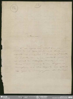 Eigenh. Brief von Félix Nève an August Wilhelm von Schlegel, Louvain, 13.08.1842