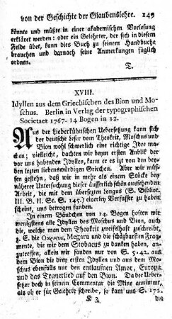 Idyllen aus dem Griechischen des Bion und Moschus.