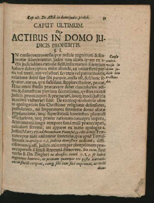 Caput Ultimum. De Actibus In Domo Iudicis Prohibitis.