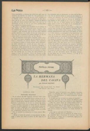 La hermana del califa : Novela árabe