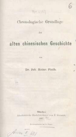 Chronologische Grundlage der alten chinesischen Geschichte