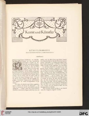 Künstlerbriefe des 19. Jahrhunderts