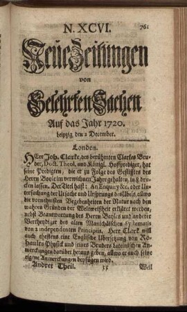 N. XCVI. Leipzig, den 2 December. - N. CIV. Leipzig, den 30 December.