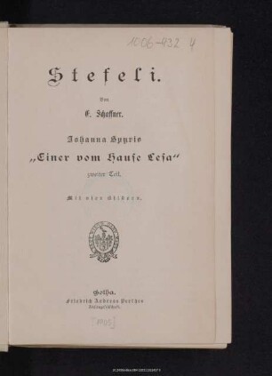 Stefeli : Johanna Spyris "Einer vom Hause Lesa" zweiter Teil