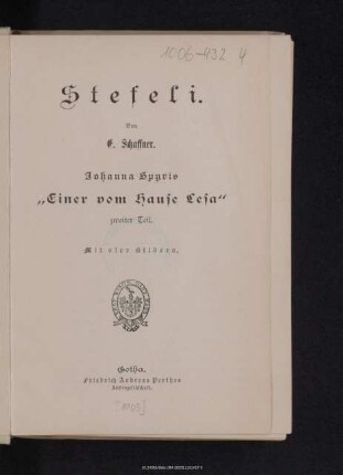 Stefeli : Johanna Spyris "Einer vom Hause Lesa" zweiter Teil