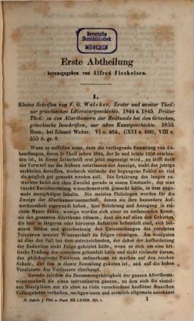 Neue Jahrbücher für Philologie und Pädagogik. 73 = Jg. 26 = Jg. 2. 1856