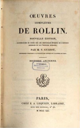 Oeuvres complètes de Rollin, 5. Histoire ancienne ; 1