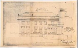 Villa von der Heydt, Berlin-Tiergarten. Zum Projekt gehörend: Böhmer & Petrich, Villa von der Heydt, Berlin-Tiergarten Umbau: Ansicht Herkulesufer 1:100