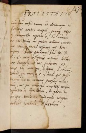 7r-13v, Declaratio, 15. oder 16.9.1557. Überschrift: Protestatio