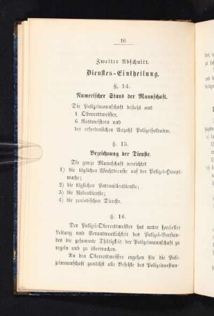 Zweiter Abschnitt. Dienstes-Eintheilung.