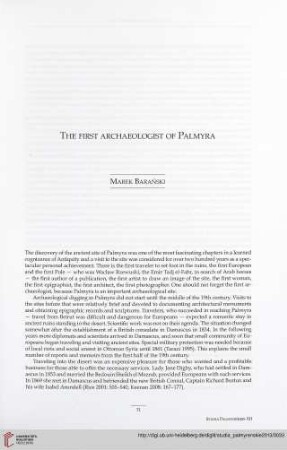 12: The first archaeologist of Palmyra