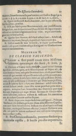 Membrum II. De Clerico Faciendo.