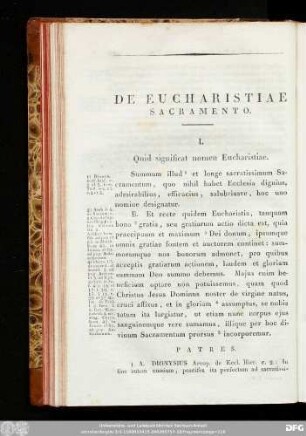 De Eucharistiae Sacramento.