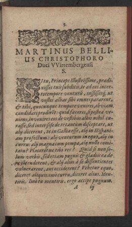 Martinus Bellius Christophoro Duci Wirtembergensi