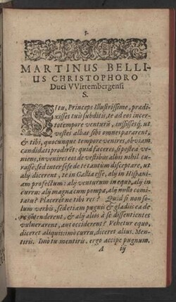 Martinus Bellius Christophoro Duci Wirtembergensi