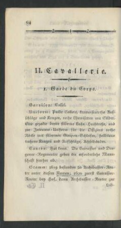 II. Cavallerie.