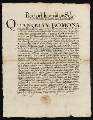 Todesanzeige des stud. med. Alexander Ochsius aus Sonnau/Österreich, 1627.