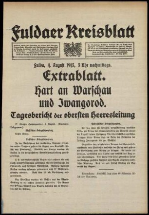 Ausgabe vom Mittwoch, den 04. August 1915.