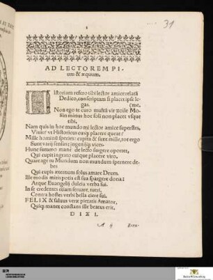 Ad Lectorem Pium & aequum
