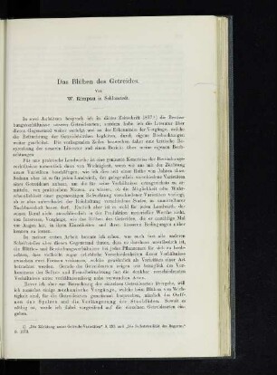 Das Blühen des Getreides