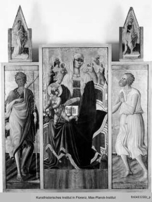 Triptychon mit Aufsätzen: Maria mit dem Kind, Johannes dem Täufer und dem seligen Pietro Crisci