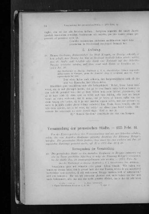Versammlung der preussischen Städte. - 1375 Febr. 14.