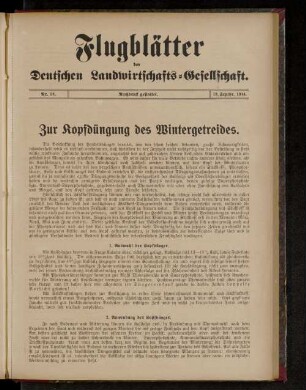 Flugblätter der Deutschen Landwirtschafts-Gesellschaft. Nr. 18.