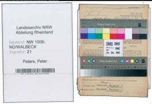 Entnazifizierung Peter Peters , geb. 03.01.1908 (Schreiner)