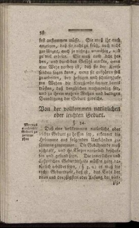 Von der vollkommen natürlichen oder leichten Geburt.