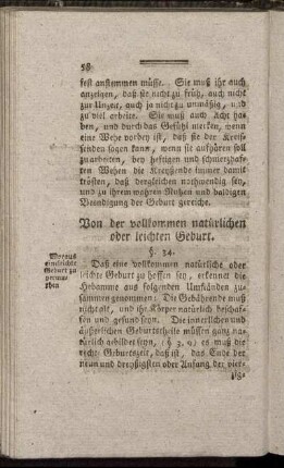 Von der vollkommen natürlichen oder leichten Geburt.