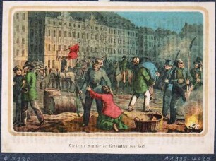 Die letzten Stunden des Maiaufstandes 1849 vor dem Rathaus auf dem Altmarkt in Dresden