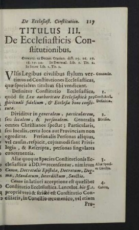 Titulus III. De Ecclesiasticis Constitutionibus.
