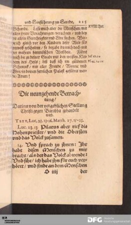 Die neunzehende Betrachtung [...].