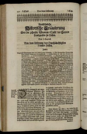Das I. Capitel. Von dem Ursprung des Durchläuchtigsten Hauses Hessen.