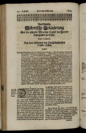 Das I. Capitel. Von dem Ursprung des Durchläuchtigsten Hauses Hessen.
