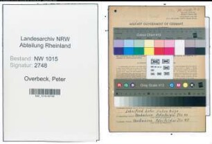 Entnazifizierung Peter Overbeck , geb. 10.01.1915 (Autoschlosser)
