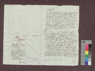 Fritz und Hans Georg Döbelin zu Marzell verkaufen der badischen Landesadministration 1 Jauchert Tannenwald um 67 Gulden 44 Kreuzer.