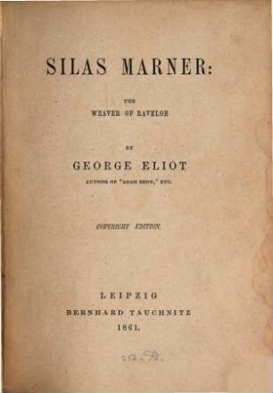 Silas Marner, the weaver of Raveloe