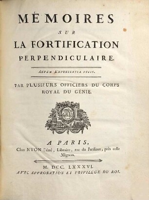 Mémoires sur la fortification perpendiculaire