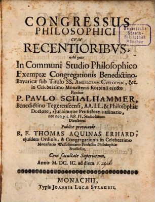 Congressus philosophici cum recentioribus