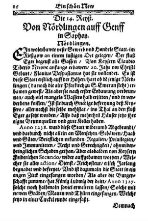Die 14. Reyß. Von Nördlingen auff Genff.