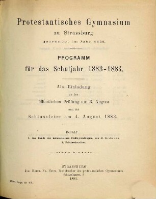 Programm : auf d. Schuljahr .... 1883/84