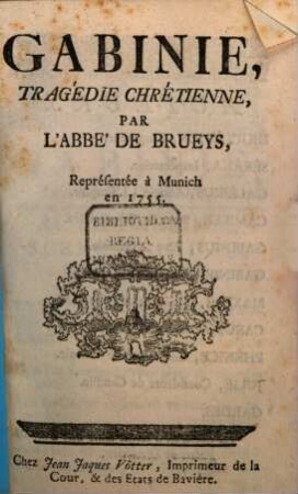 Gabinie : tragédie chrétienne