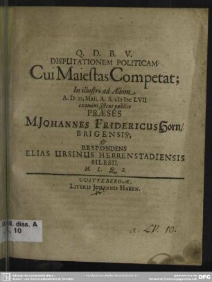 Disputationem politicam Cui Miestas Competat