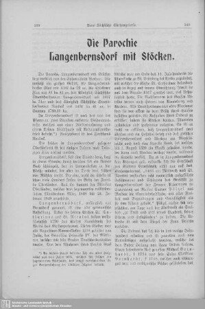 Die Parochie Langenbernsdorf mit Stöcken