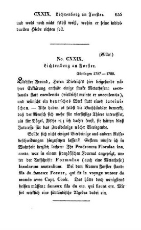 No. CXXIX. Lichtenberg an Forster